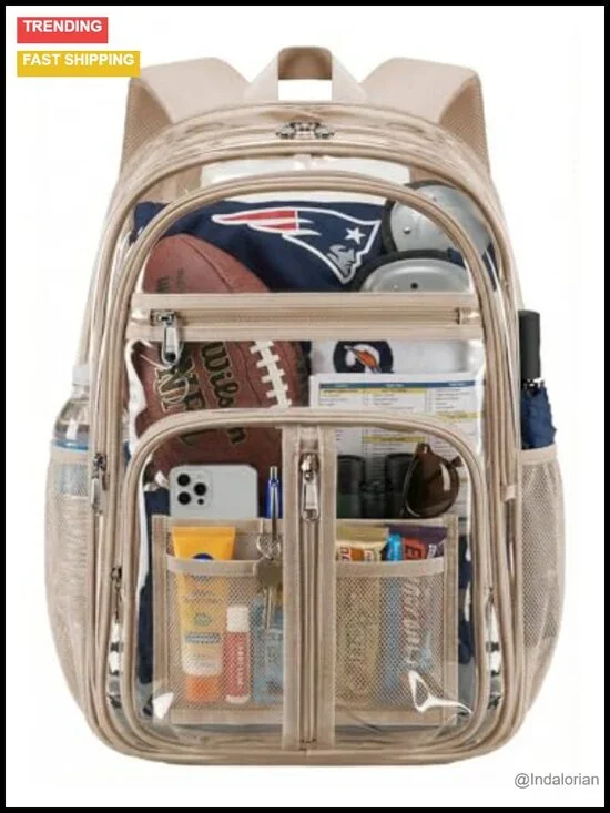 XL Clear TPU Backpack Heavy Duty for Stadiums School Travel Security Check