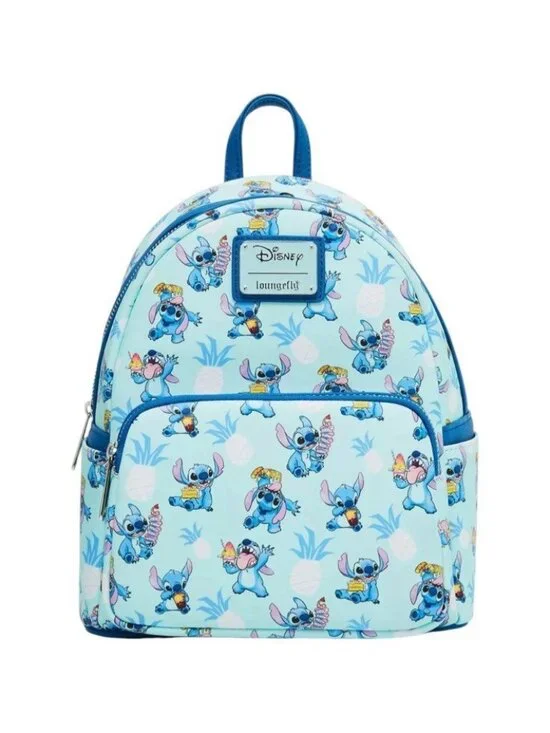 Loungefly Lilo & Stitch Snacking Pineapple Snow Cone Pizza AOP Mini Backpack NWT