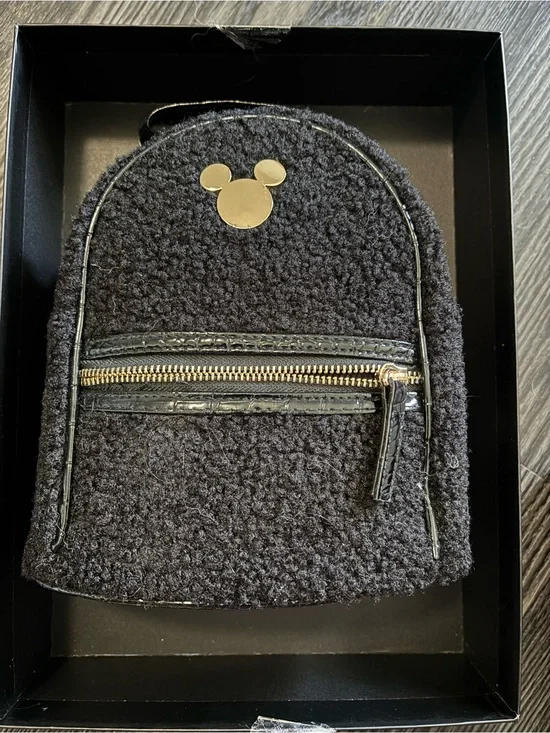 New Disney Sherpa Mini Backpack with Gold Mickey Accent