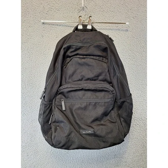 Vera‎ Bradley Unisex Backpack Black Multi-Pockets Padded Shoulder Straps Bag
