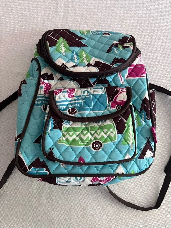 N’ Gil Quilted Teal Women's Backpack with Camper Van Print