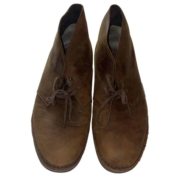 Clarks Desert‎ Ankle Boots Men Size 11.5 Brown Beeswax Leather 15260 University