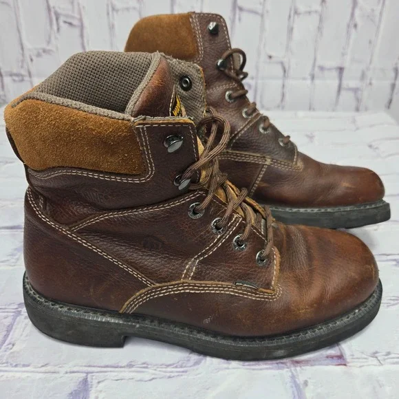 Wolverine DuraShocks Mens 11M Brown Leather Work Boots Oil Slip Resistant W04326