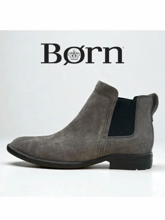 Born Men’s Opanka Chelsea Dark Grey Carbon Suede Pull-On‎ Boots - Size 8