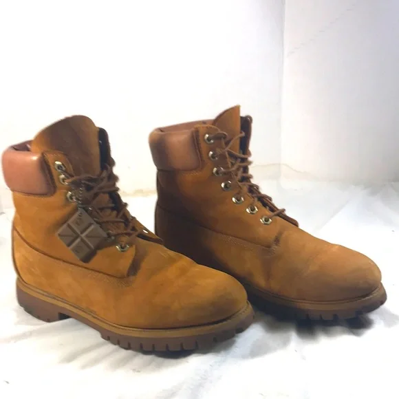 Timberland Men's Tan 6” Padded Ankles Lace Up Nubuck Leather Boots