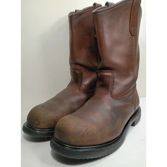 Red Wing Men's Pecos 2231  Size 8.5 Brown PullOn Steel Toe  Work Boots