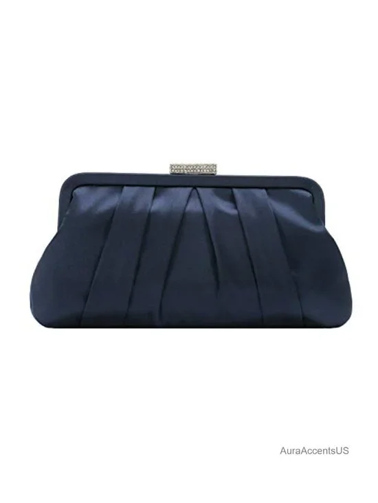 Pleated Satin Clutch with Diamante Embellishment Evening Formal Handbag