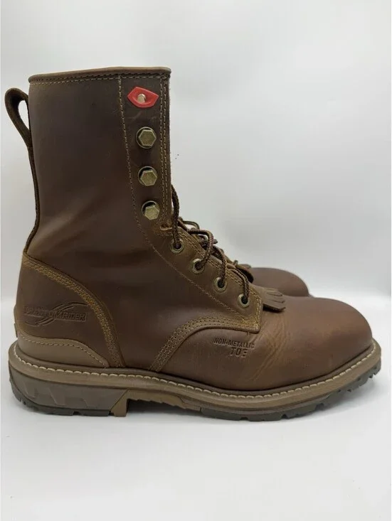 Phantom Rider Men’s Dailor 8” Leather Square Soft Toe Lacer Work Boots Size 9 2E