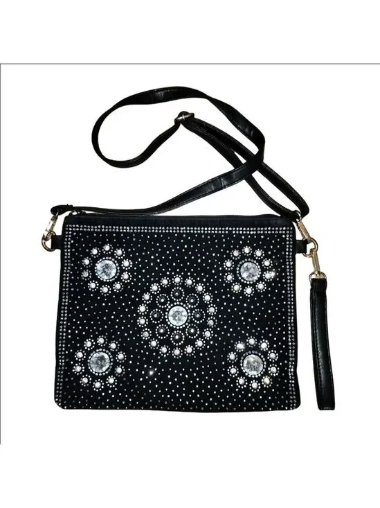 Handmade Black Clutch Purse with Silver Studs New