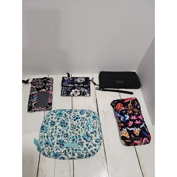 Vera Bradley Wallet Lot 5 Quilted Clutch Organizer Purse Bundle Mixed Used