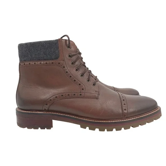 Warfield & Grand Porter Boots Mens 12 Brown Leather Brogue Cap Toe Lug Sole Gorp
