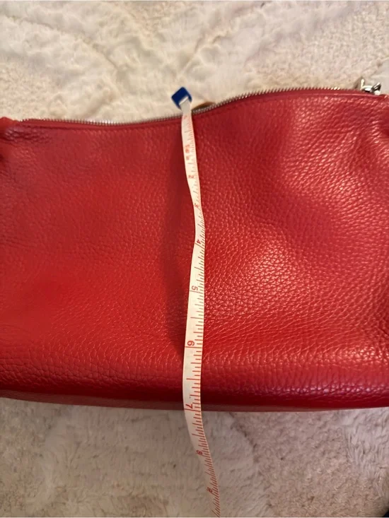 Valentina Red Pebbled Leather Zip Clutch