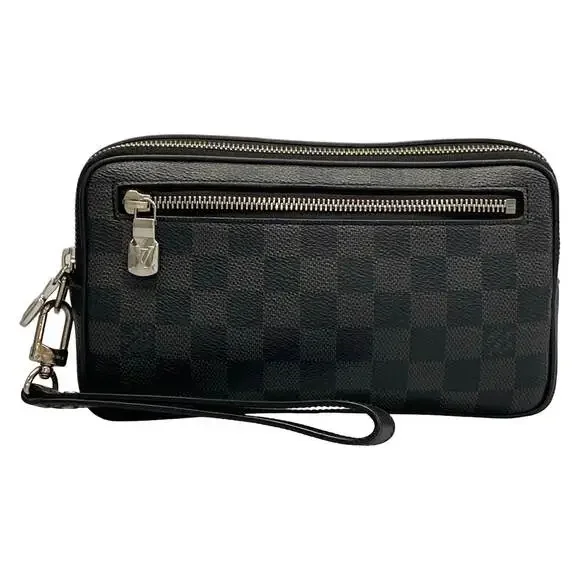 Louis Vuitton Alpha Clutch Bag N60182 Dark Gray Black