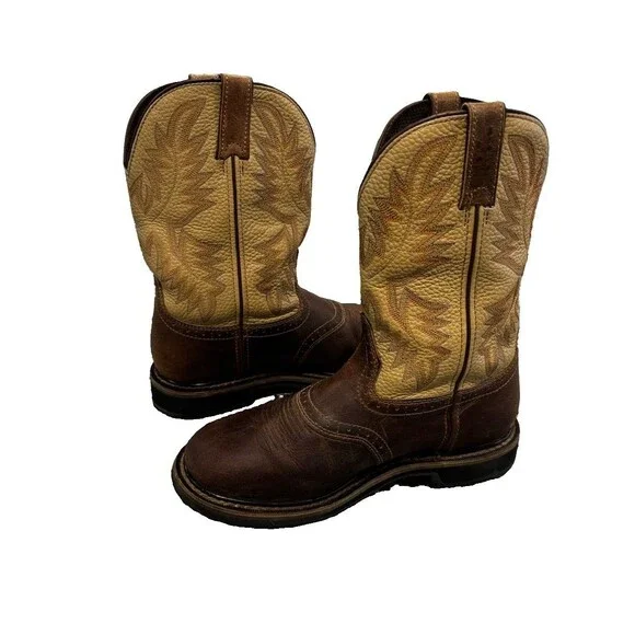 Justin Work Boots Superintendent Steel Toe Brown Western Men's Sz 9D