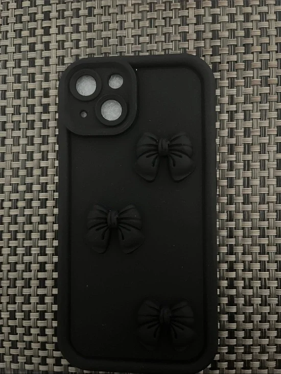 Apple Black Silicone Phone Case with 3D Bow Accents