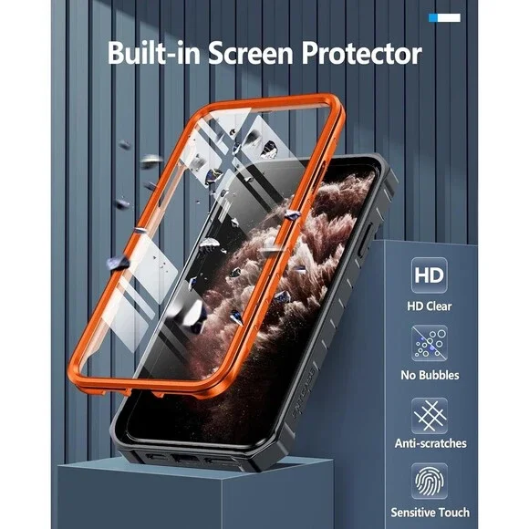 FNTCASE for iPhone 11 Pro Max Case Rugged Heavy Duty Shockproof Kickstand Orange