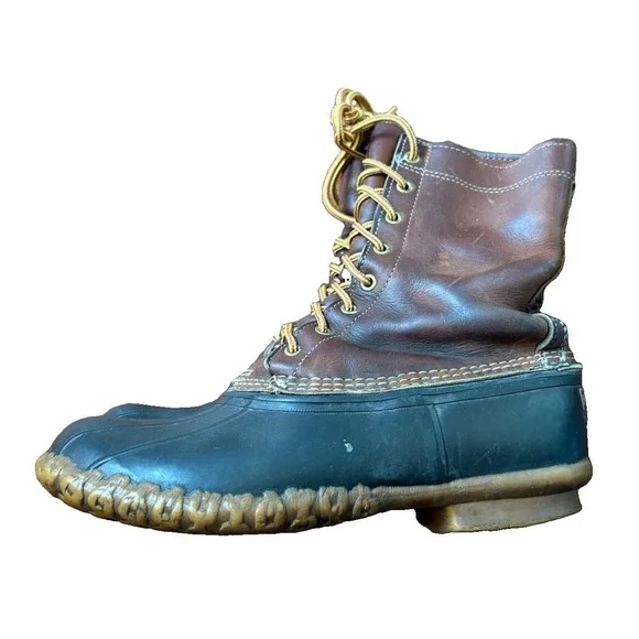 LL Bean Bean Boots 8 Inch Duck USA Maine Made Brown Mens Size 9 M Leather