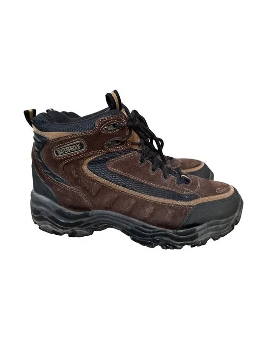 Earth Shoes Border Mens 12 Brown Black Leather Waterproof Hiking Boots 574976 Us