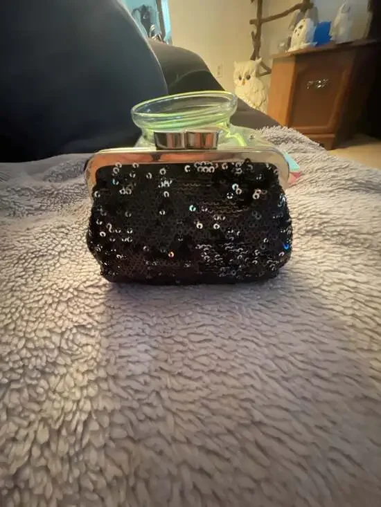 NWOT-Victoria's Secret Angel Forever Black Sequin Coin Purse Mini Clutch