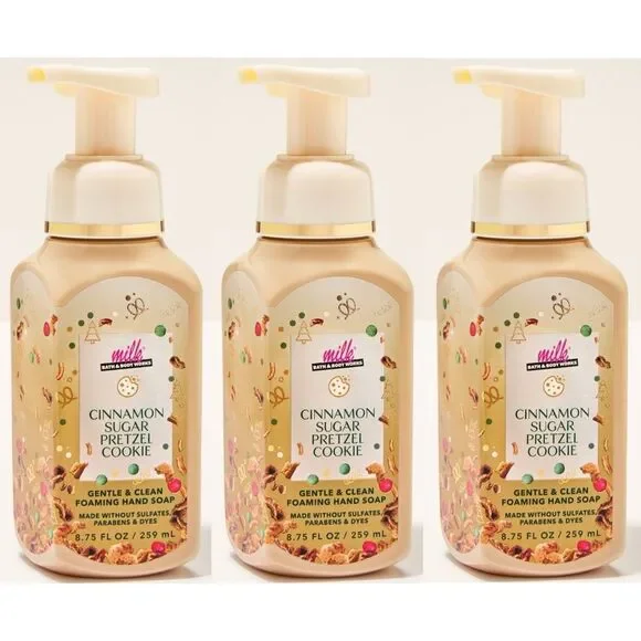 Bath Body Works Milk Bar Cinnamon Sugar Pretzel Cookie Hand Soap Set of 3 NEW