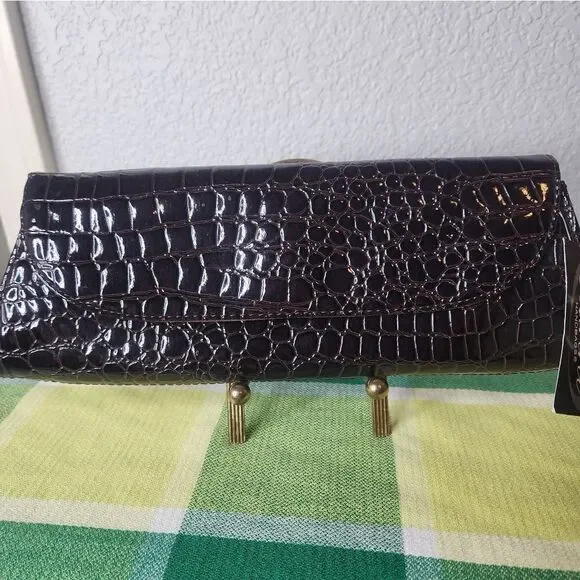 NWT Tianni Brown Faux Crocodile Leather Handbag Clutch