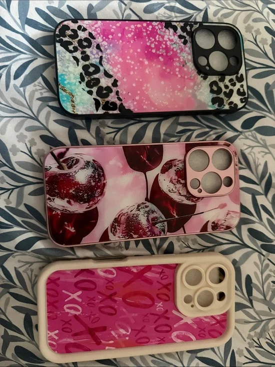 Pink Cherry & Pattern iPhone Case - Pink Color