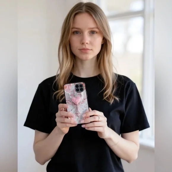 iPhone 16 Pro Max Pink Heart Phone Case
