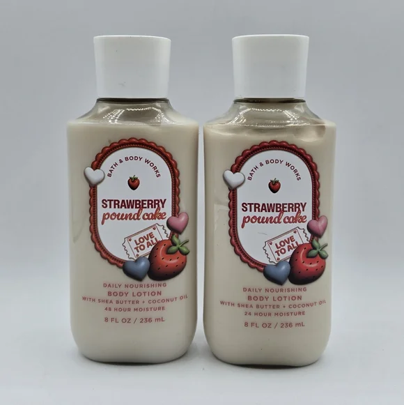 Bath and Body Works Strawberry Pound Cake Body Lotion Bundle Set