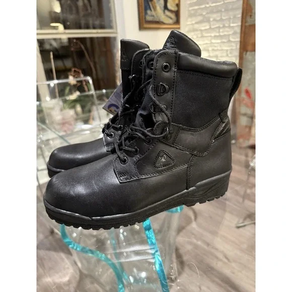 NWT Rocky 1st Med Waterproof Leather‎ Work Combat Boots Size 8M Black 911250