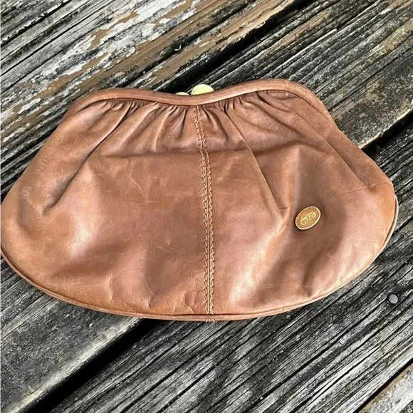 Diva Soft Brown Leather Purse Wristlet Clutch Bag Handbag Italy Vintage 80s 90s