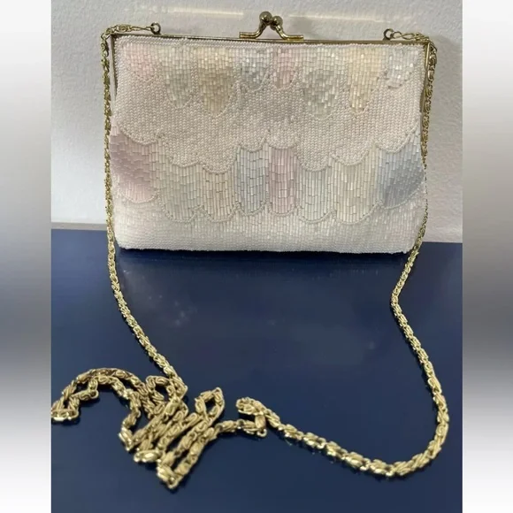 La Regale Pastel Beaded Purse Evening Bag Pink Blue Green Yellow Vintage 80s