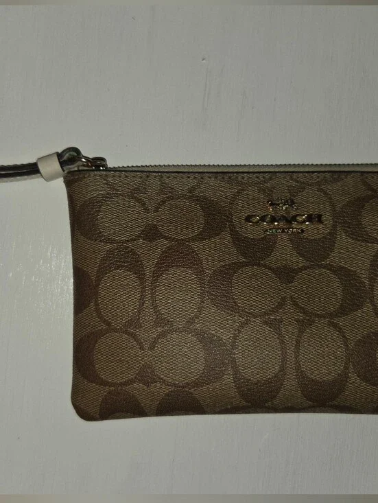 Coach Signature Canvas Large Corner Zip Wristlet