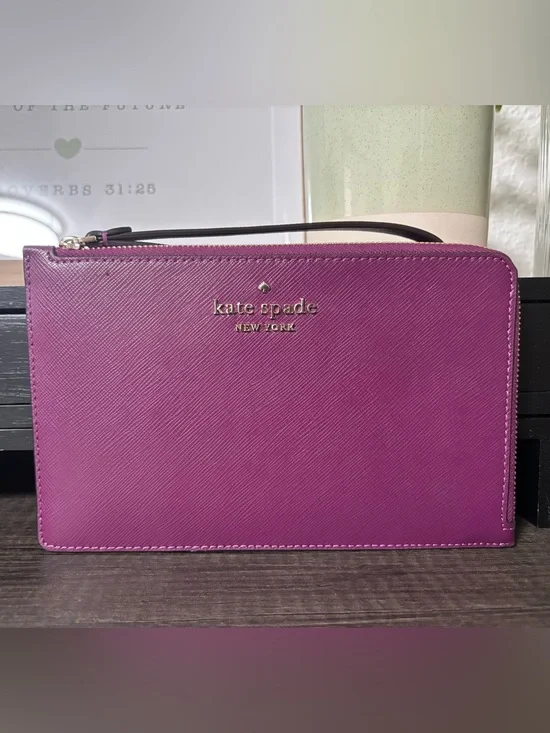 kate spade purple wristlet clutch