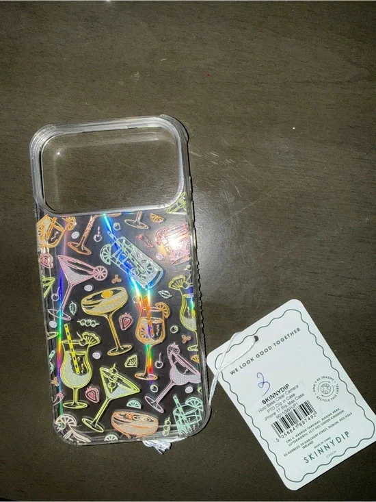 Holographic Cocktail Clear Phone Case - Pink Accents