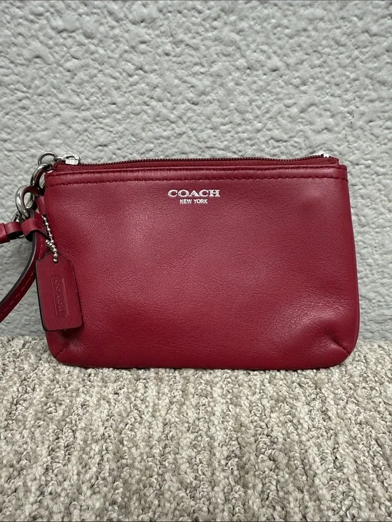 Coach Red Leather Wristlet Clutch