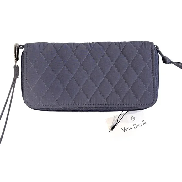 Vera Bradley Gray Quilted Microfiber RFID All in One Wristlet Wallet NWT Gray