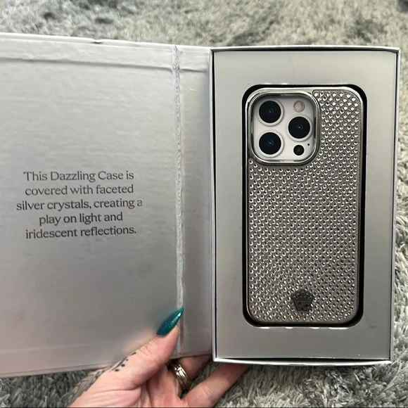 Velvet Caviar Silver Caviar Crystal iPhone 14 Pro Case with Textured Grip