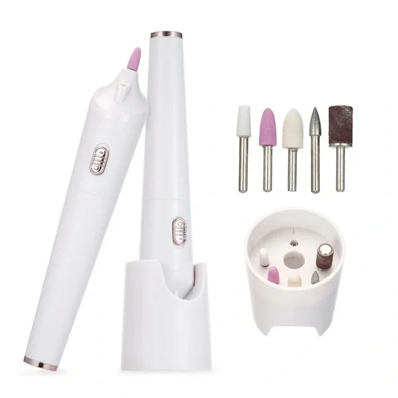 Battery Operated Electric Nail Drill With 5 Bits-Manicure Pedicure Drill NIB