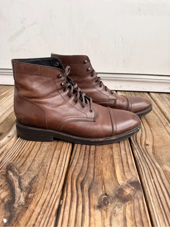 Thursday Boot Company Brown Leather Lace-Up Cap-Toe Boots