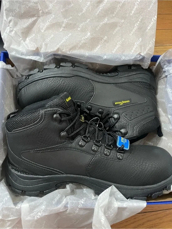 Men's Black Safety Work Boots - Lace-Up Ankle Support