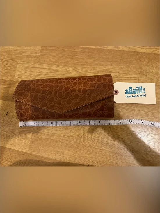 From Junk to Funk Brown Embossed Leather Clutch
