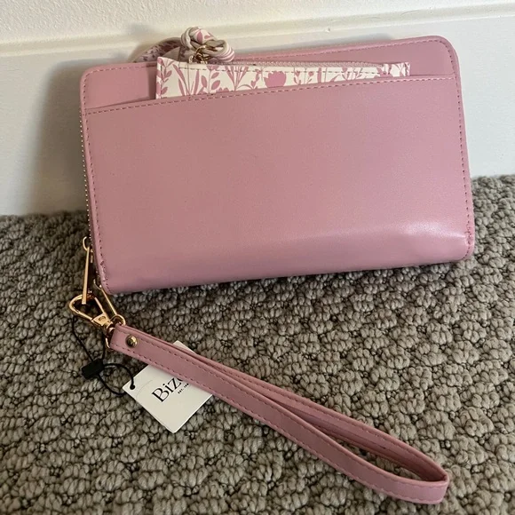 Clutch with Small Wallet with pink prints brand new