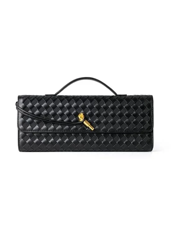 Woven Purse for Women Evening Clutch Woven Leather & Suede Handbags