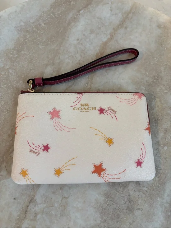 Coach Corner Zip Shooting Star print Wristlet