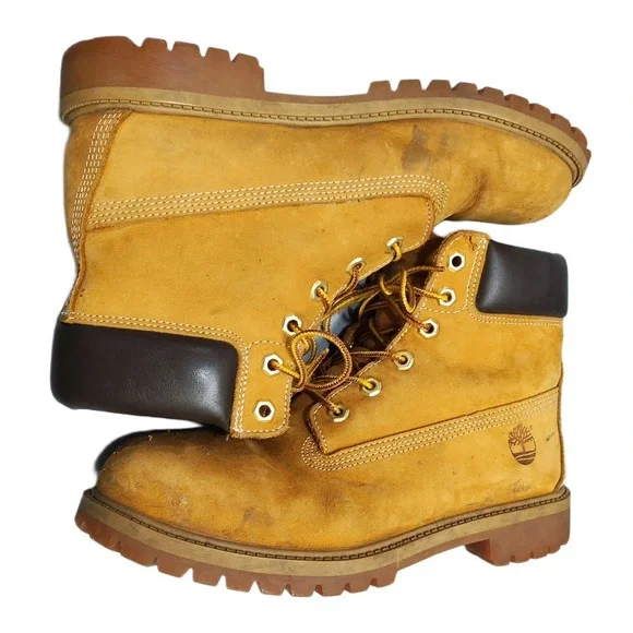 Timberland Premium 6-Inch Waterproof Work Boots Mens US 7M Tan Genuine Leather