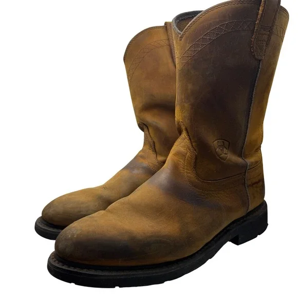 Ariat Sierra Western Work Boot Soft Toe Men's 13D Brown Leather Pull On 10004986