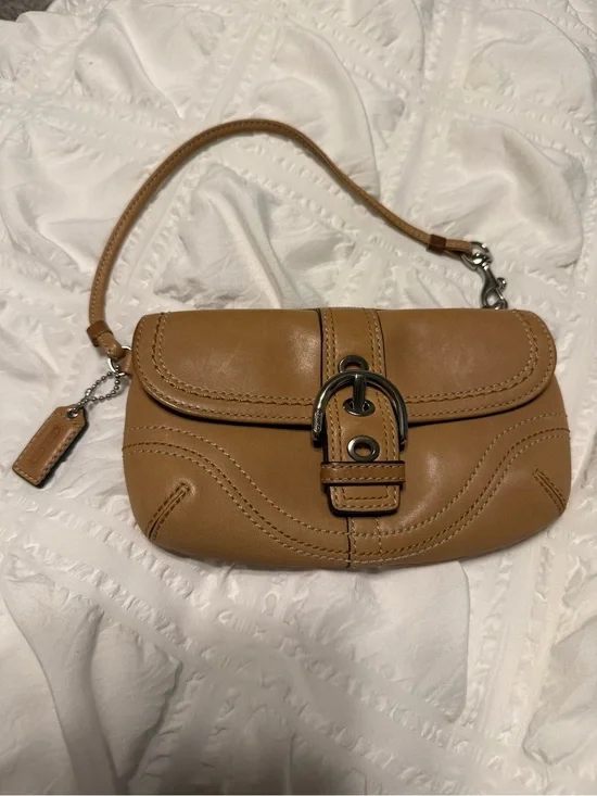 Coach Cognac Leather Buckle Wristlet Clutch - SoHo
