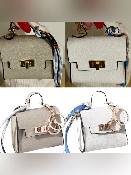 BUYERS CHOICE MINI PURSE BAG CHARMS CHOOSE TAUPE OR WHITE NEW