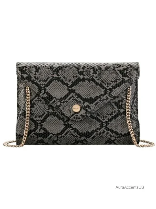 Elegant Envelope Clutch with Detachable Chain - Faux Leather Evening Bag