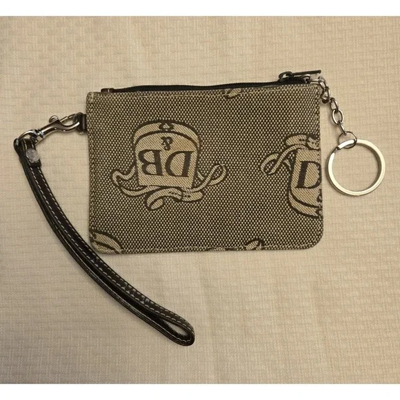 Vintage DOONEY & BOURKE Canvas Wristlet & Keychain Change Purse‎ Donegal Crest